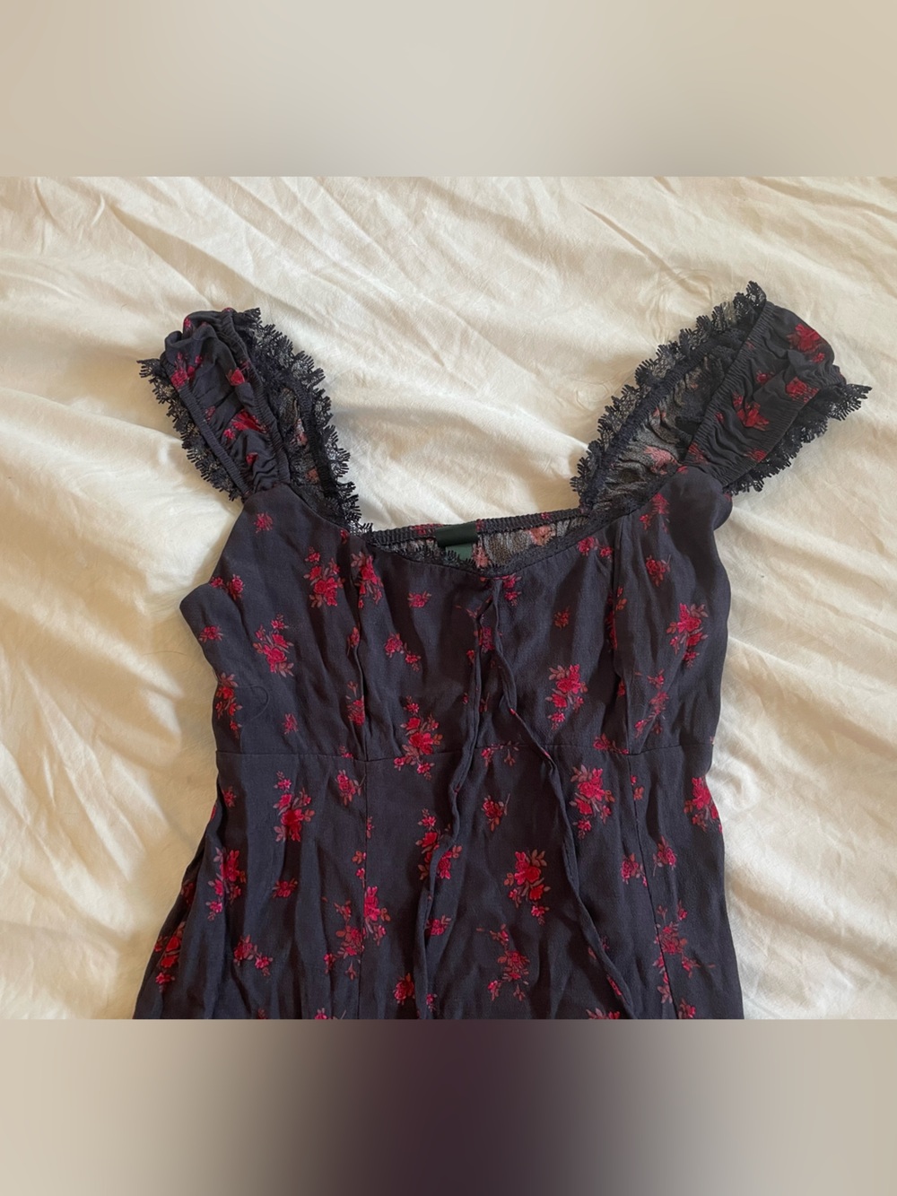 wild fable Blue Mini Dress with Red Floral Print - Picture 3 of 6